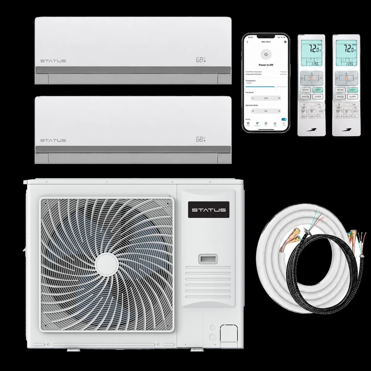 STATUS 2-zone system with one outdoor unit and 2 indoor units